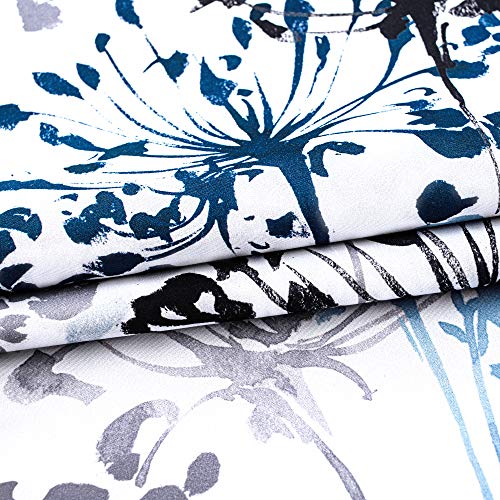 Driftaway Acacia Floral Blossom Watercolor Printed 100 Percent Blackout Thermal Insulated Window Curtain Valance Rod Pocket Single 52 Inch By 14 Inch Plus 2 Inch Header Navy #TOP5