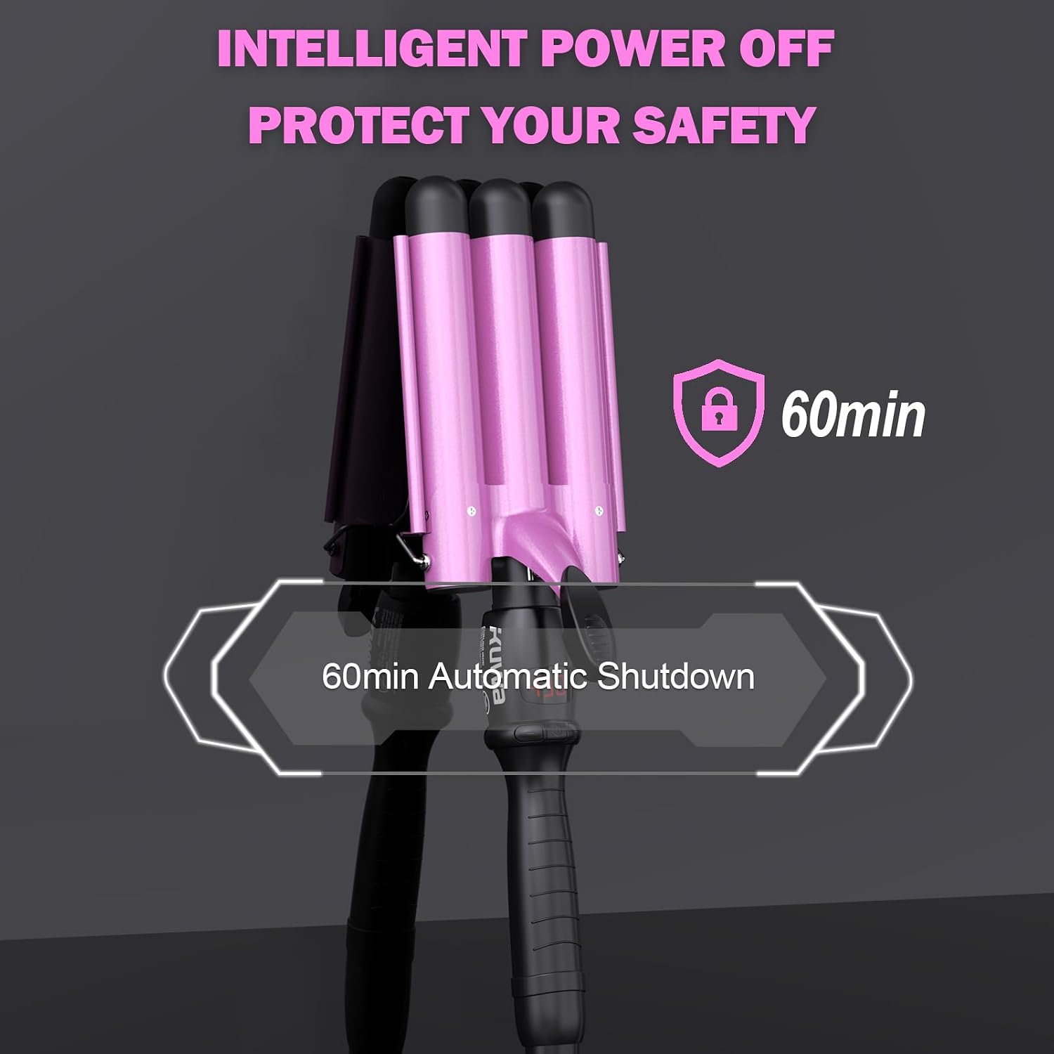 kuwa 15 Variable Temperature Crimper Hair Tool,3 Barrel Curling Iron,Hair Crimper for Women,WaverHair Tool,Hair Waver with LCD Temperature Display