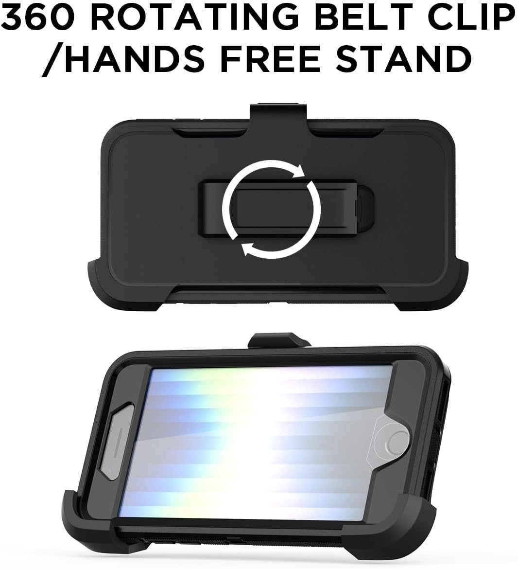 AICase for iPhone SE Case 3rd & 2nd Generation with Belt-Clip Holster, for iPhone SE 2022/2020 Case Built-in Screen Protector Heavy Duty Protective Full Body Rugged Phone Cover, Black