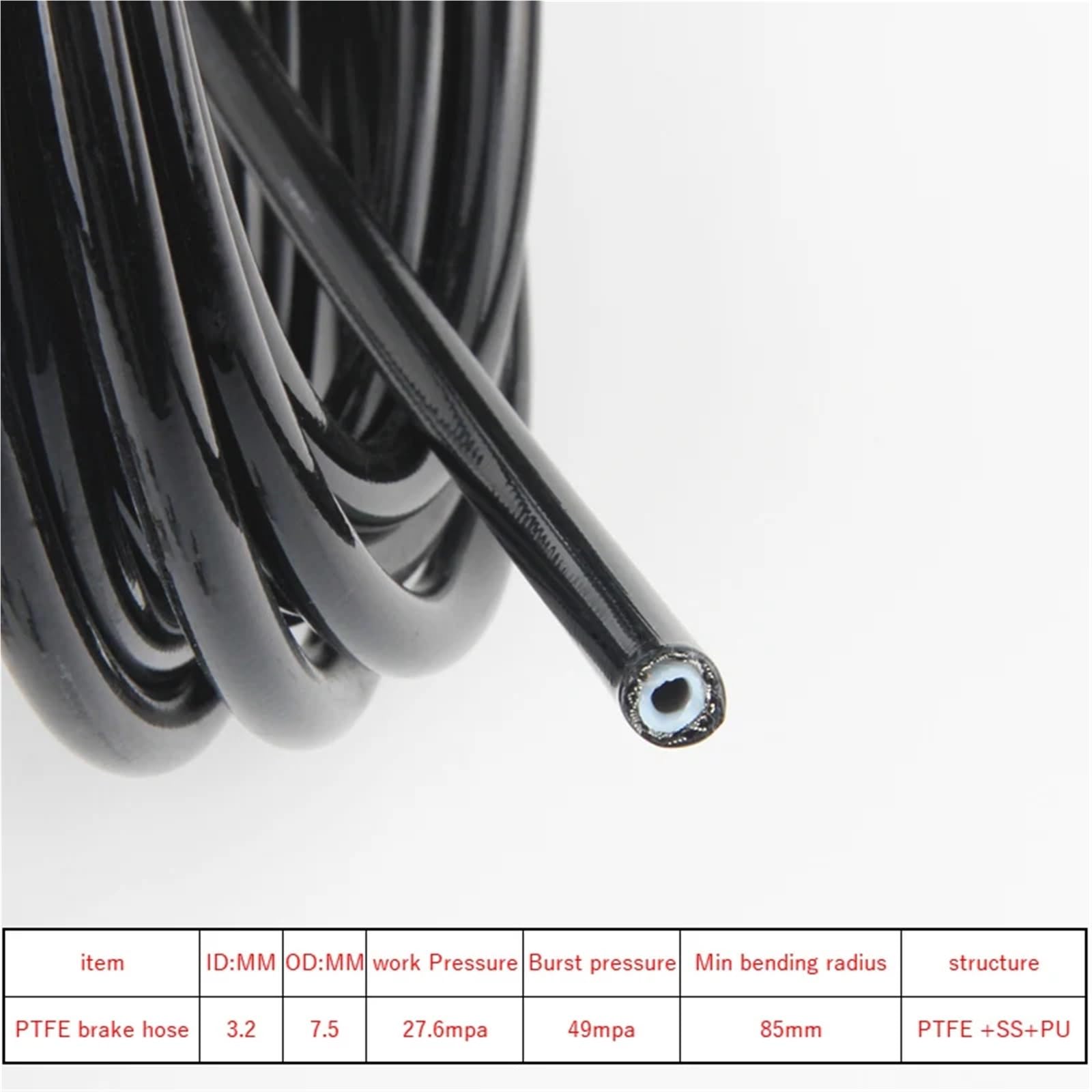 Manguera de freno de nailon trenzado de acero inoxidable AN3 de 5 m/lote, manguera de fluido hidráulico, tubo de combustible de gasóleo. Kit de Línea de Freno Manguera(BLACK NYLON)