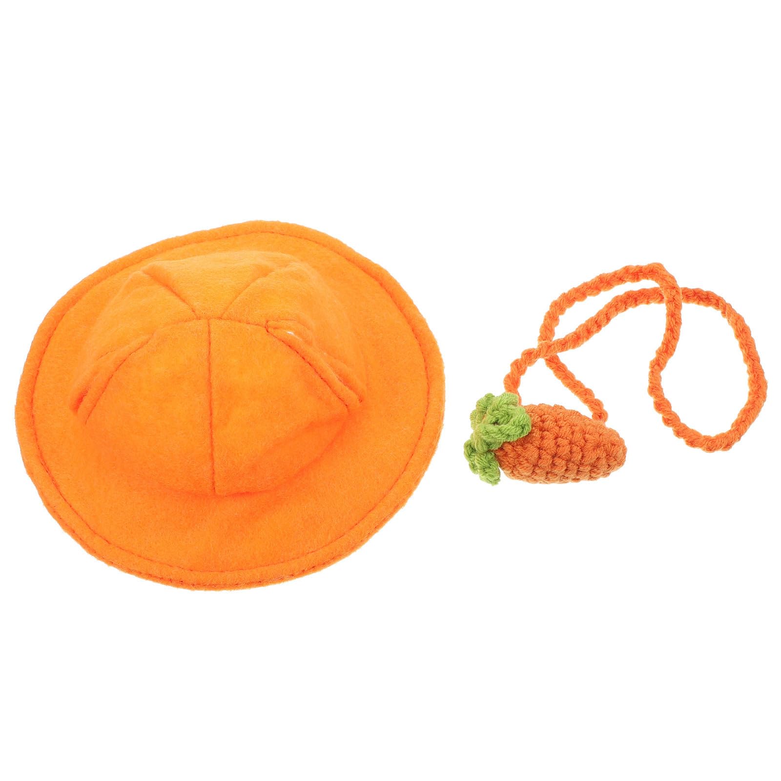 HEALLILY Bunny Hat Felt and Woolen Yarn Made of Carrot Bag Set for Material, Lovely and Chic Costume Accessories Small Pets for Pet Rabbit