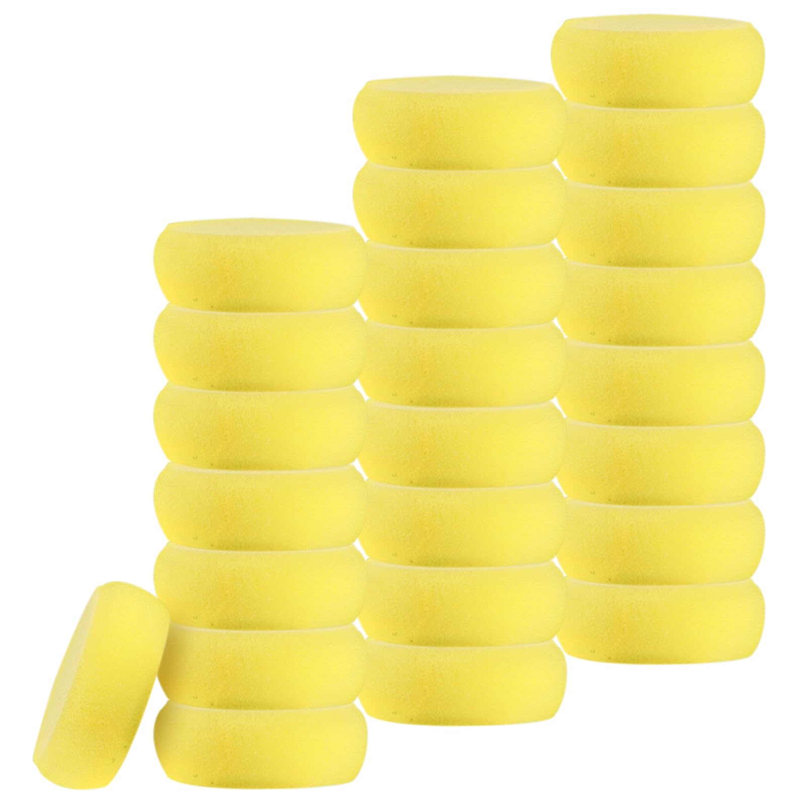 COGVOHY 24 Pack Paint Sponge, 2.5 x 7.5cm Yellow Round Painting Sponges for Face Painting Pottery Art Crafts Ceramics