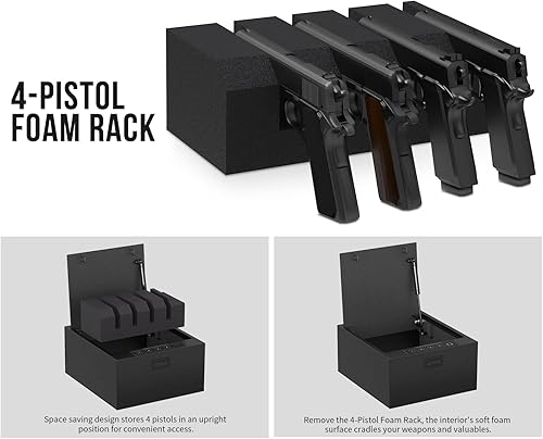 Miniatura 6 de RPNB Caja fuerte para pistola, caja fuerte para 4pistolas multifunción, certificado del Departamento de justicia (DOJ) de California, dispositivo de