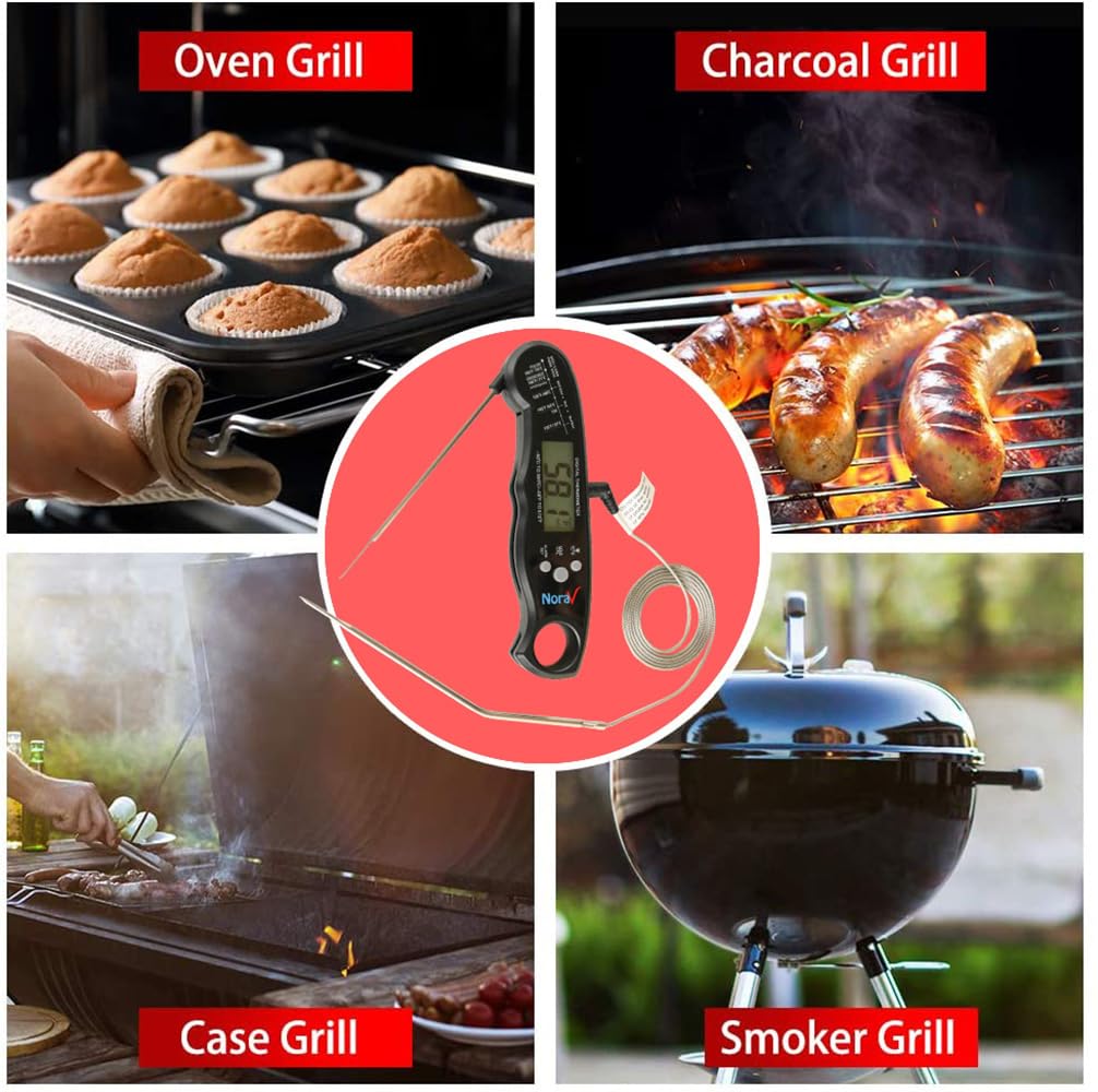 Termómetro digital de doble sonda para carne, dispositivo de cocina de lectura instantánea para dulces, parrilla, barbacoa, LCD grande, cocina en interiores y exteriores, regalo único para hombres