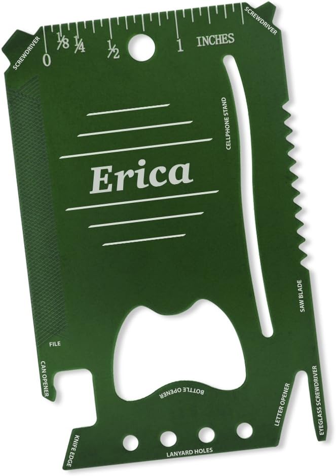 Dimension 9 Erica - Laser Engraved, Anodized Metal Personalized Wallet Tool