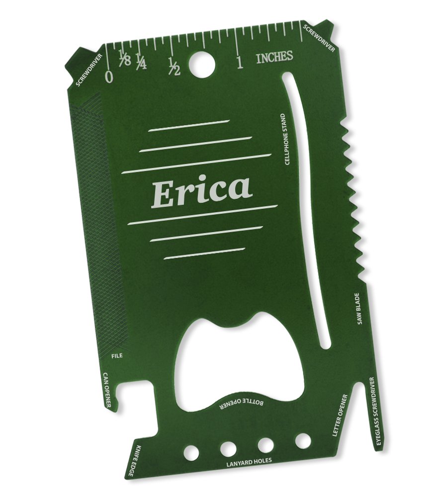 Dimension 9 Erica - Laser Engraved, Anodized Metal Personalized Wallet Tool