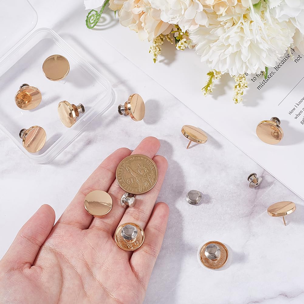 Lot De 15 Boutons Plats En Métal Pour Jeans Sans Couture Dorés, Boutons De Pantalon Ronds, Broches Pour Le Resserrement, Boutons Amovibles Pour Jeans (21 Mm