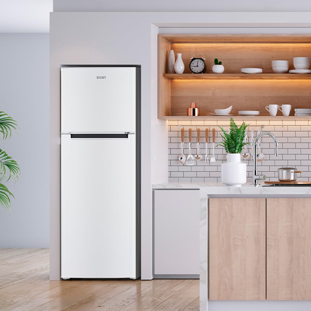 Svan Frigorífico 2 Puertas Blanco SF17601E. Capacidad 304 Litros, Puerta Reversible, Bajo Nivel Sonoro, Eficiencia Energética Clase E