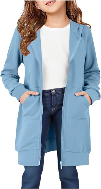Hoodies for Teen Girls Cute Fashion Long Sleeve Oversized Zip up Hooded Kids Sweatshirt Trendy School Preppy Clothes