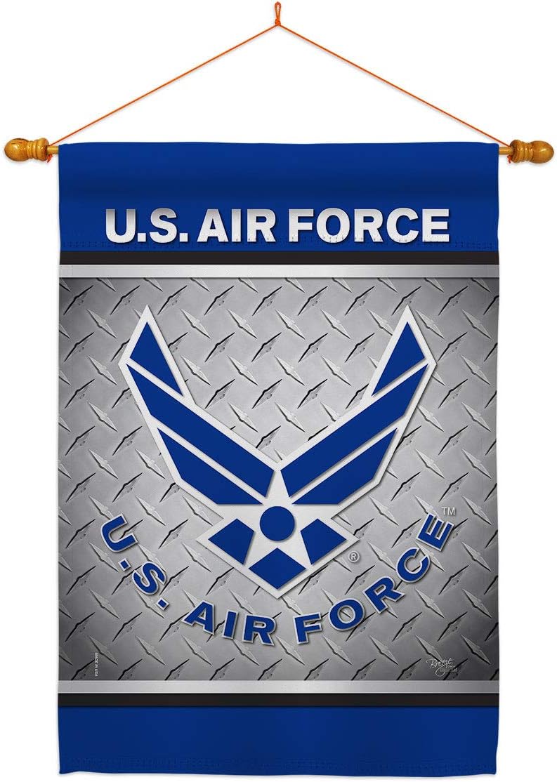 US Air Force House Flag - Dowel Set Armed Forces USAF United State American Military Veteran Retire Official - Decoration Banner Small Garden Yard Gift Double-Sided Made in USA 28 X 40