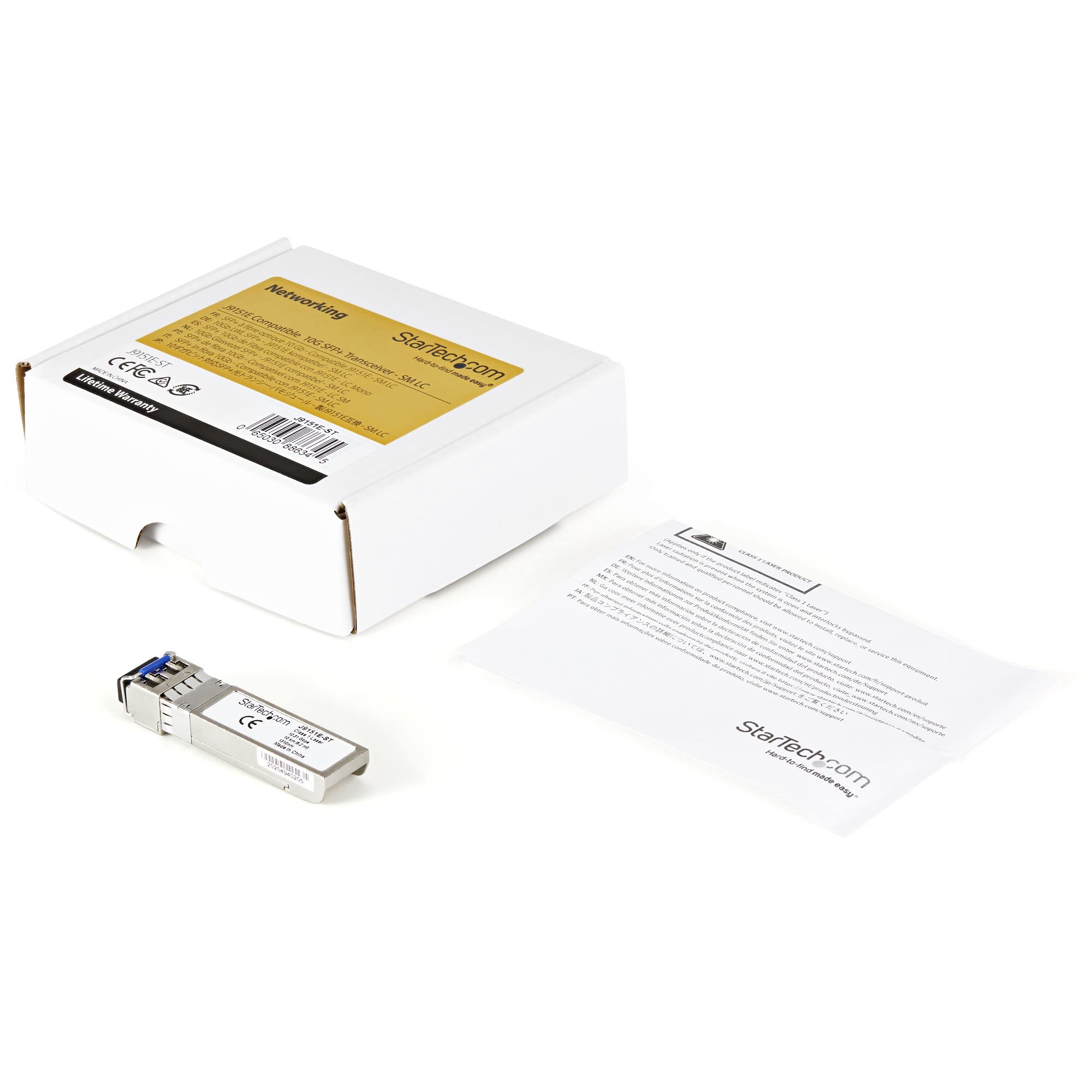 StarTech.com Module de transceiver SFP+ compatible HP J9151E - 10GBase-LR - 10 Gbps - Portée de 10 Km (J9151E-ST) | Monomode, Fibre optique, 3810M, 10 Gbps, Transceiver, Garantie à vie