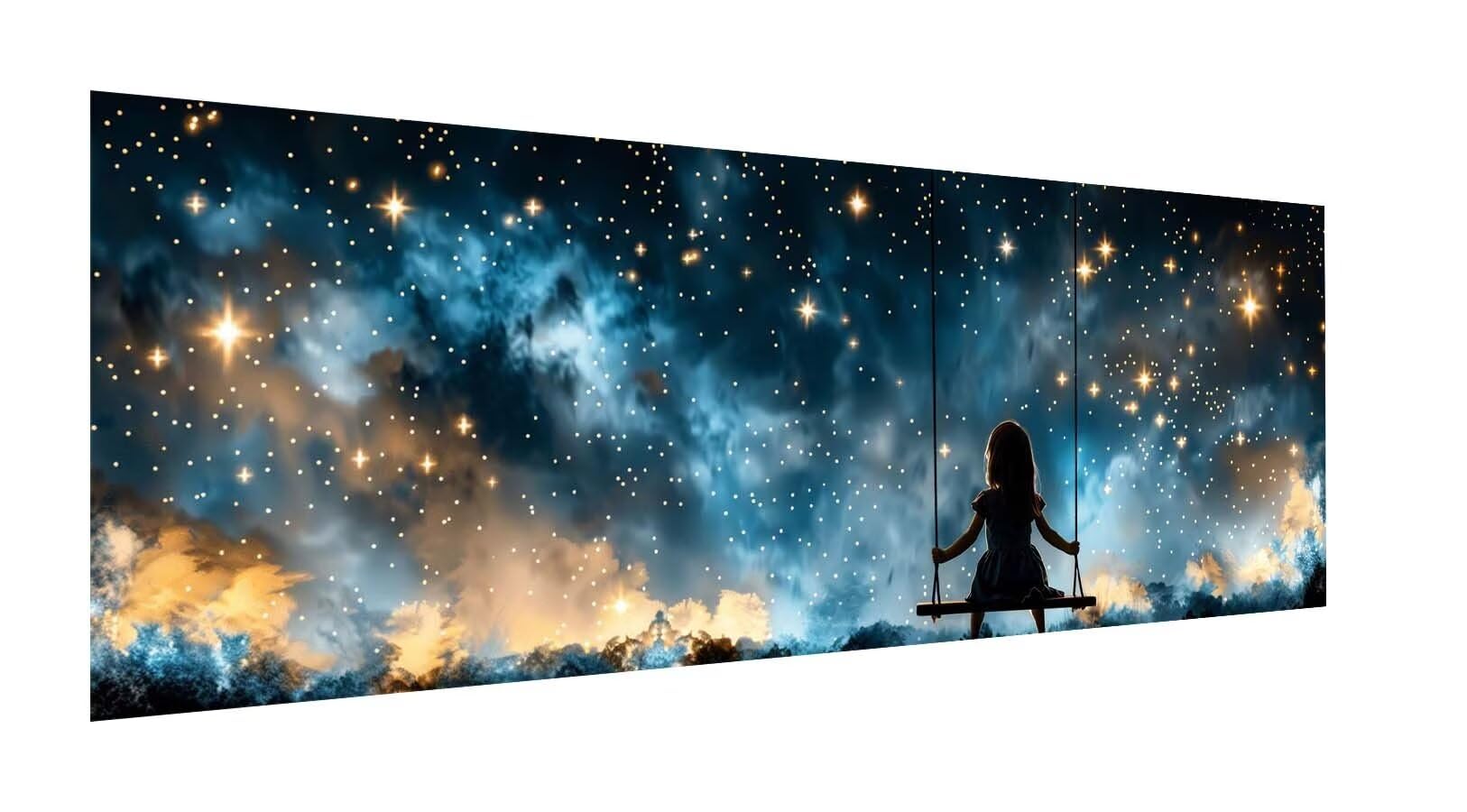 Diamond Painting XXL 180x60cm,5D Diamond Painting Erwachsene Sternenhimmel Diamant Painting Bilder Swing,DIY Diamond Painting Eckige Steine Mosaikherstellung,für Halloween Zimmer Deko,Geschenke YF-190