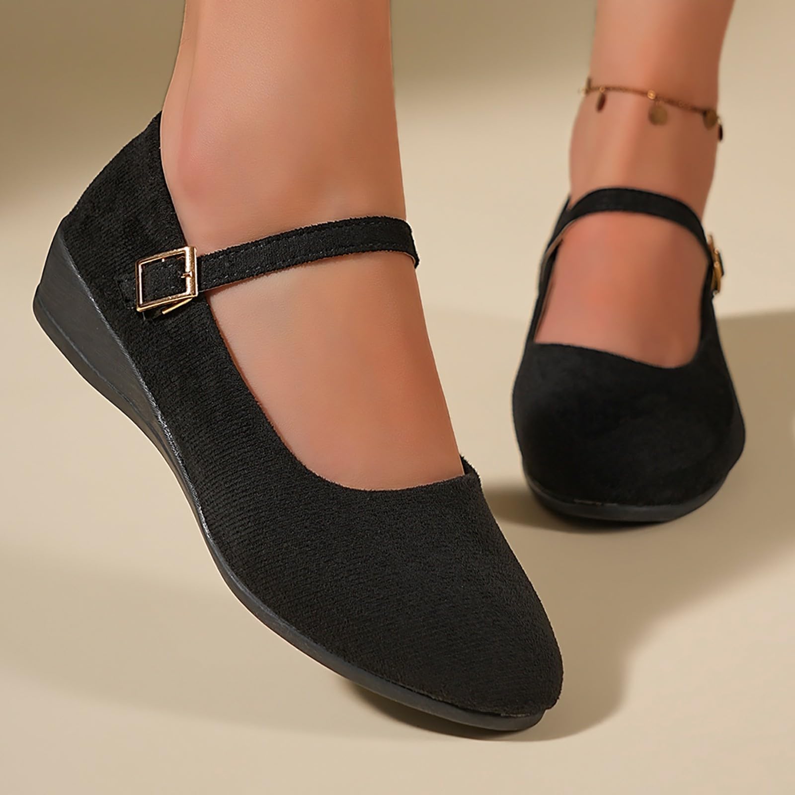 Mary Jane - Zapatos planos para mujer, diseño de rayas, ante