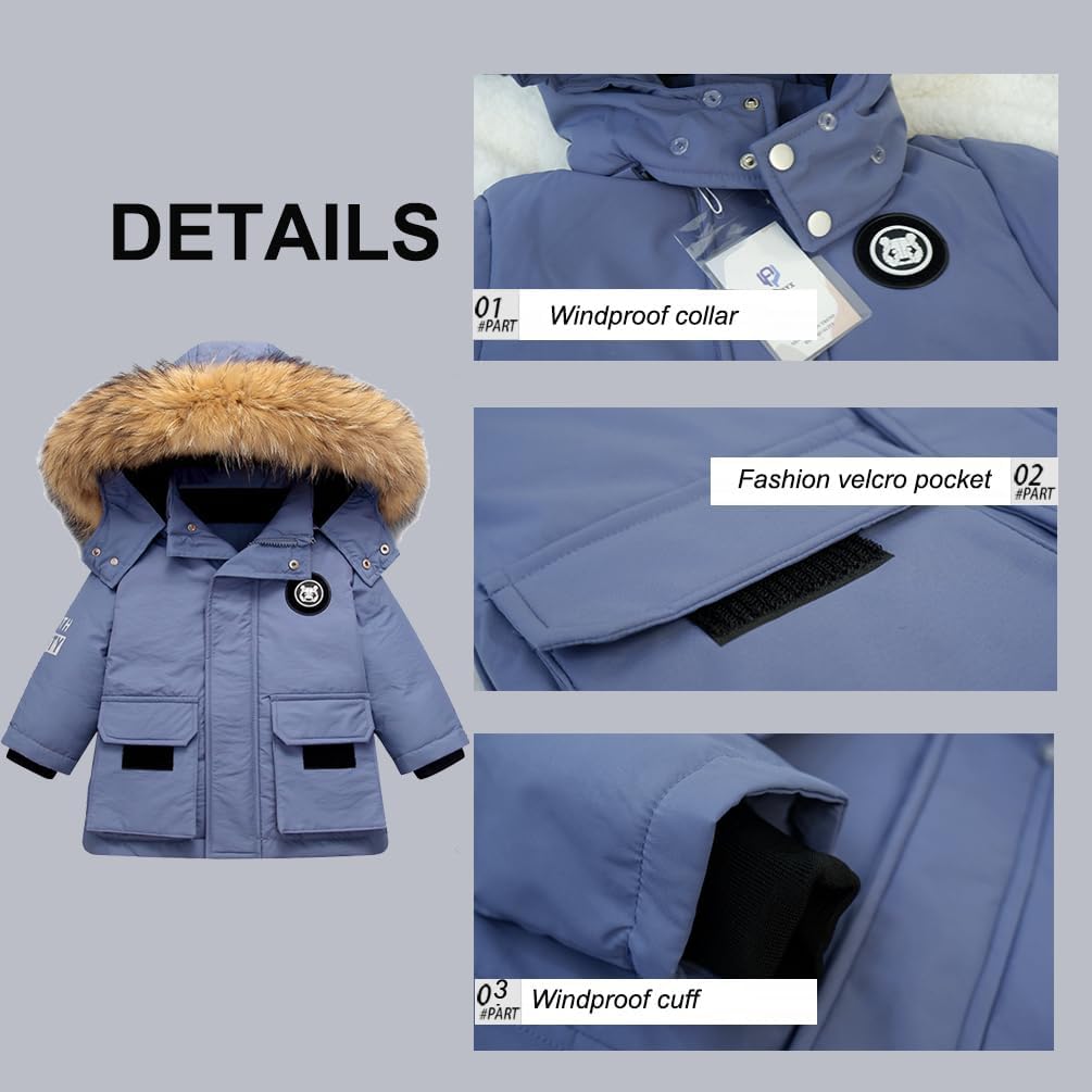 Baby Kleinkind Schneeanzug Jungen Mädchen Winteranzug Winterjacke Und Skihose Mit Kaputze + Schneelatzhose 2tlg Outfit
