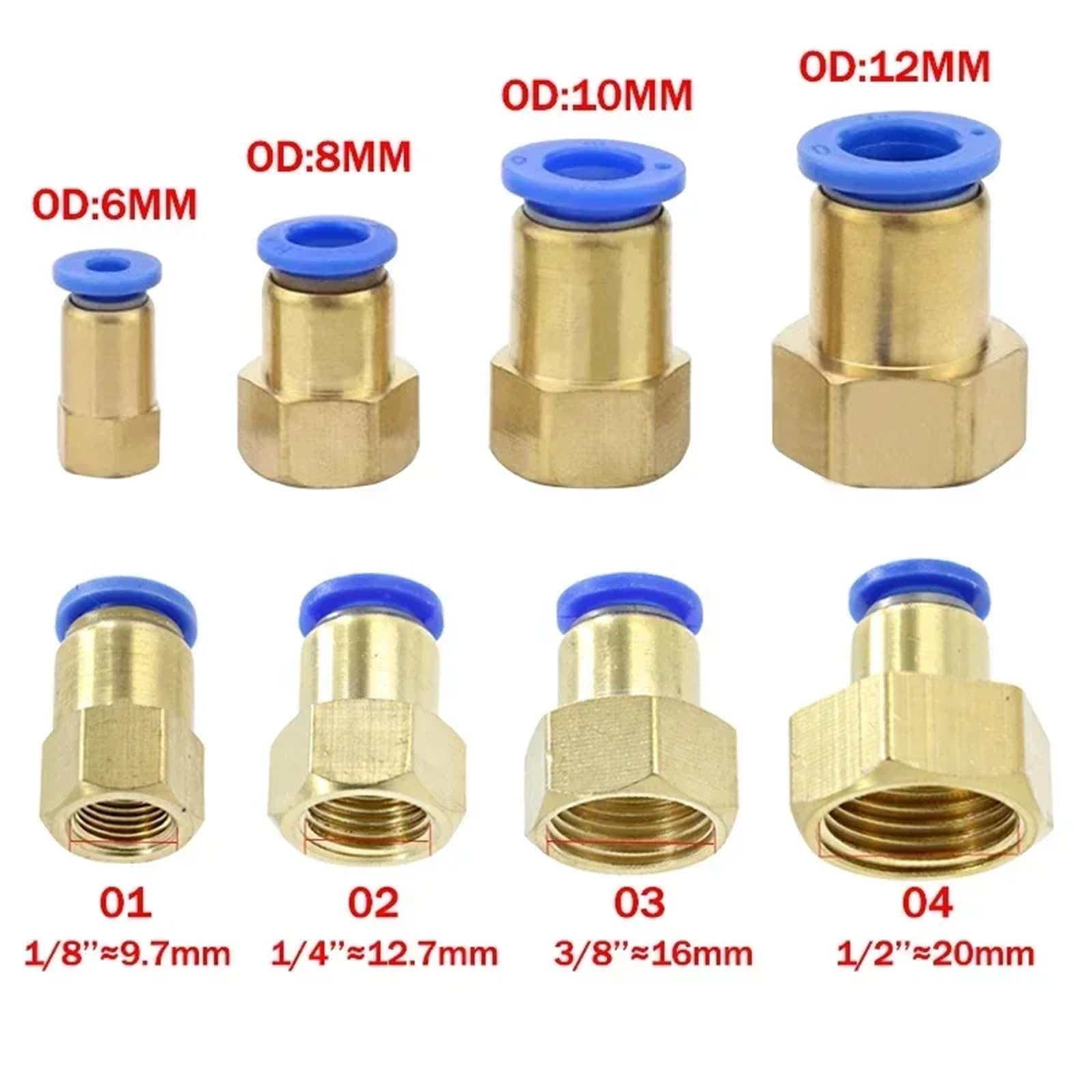 20Pcs Pneumatische Luft Anschluss Fitting PC PCF PL SL 4mm 6mm 8mm Gewinde 1/8 1/4 3/8 1/2 schlauch Armaturen Rohr Schnell Anschlüsse(Color:6-03,Size:PC (20PCS)