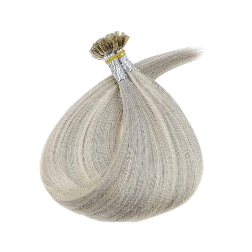 RUNATURE U Tip Extensions Human Hair Natural Black U Tip Fusion Hair Extensions Real Human Hair Pre Bonded Black Utip Keratin Hair 14 Inch 50 Strands 0.8g/s 40gram