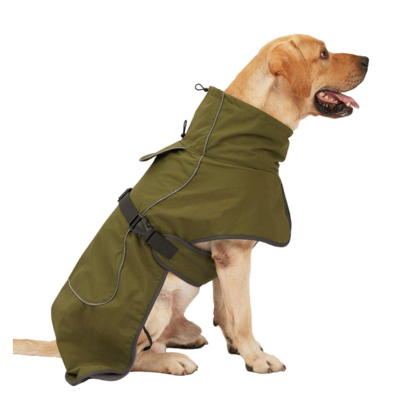 Manteau d'hiver imperméable et réfléchissant pour chien, doublure en polaire et résistant au froid avec col haut réglable pour chiens de grande taille (vert, XL)