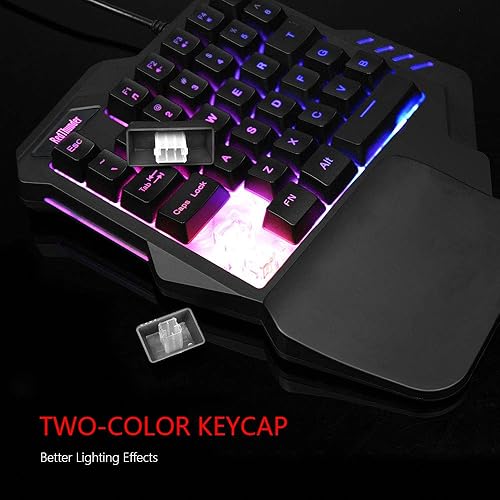 Miniatura 4 de RedThunder Combo de teclado y mouse RGB para juegos con una sola mano, mini teclado para juegos de 35 teclas, mouse 6400 DPI, controlador de juego
