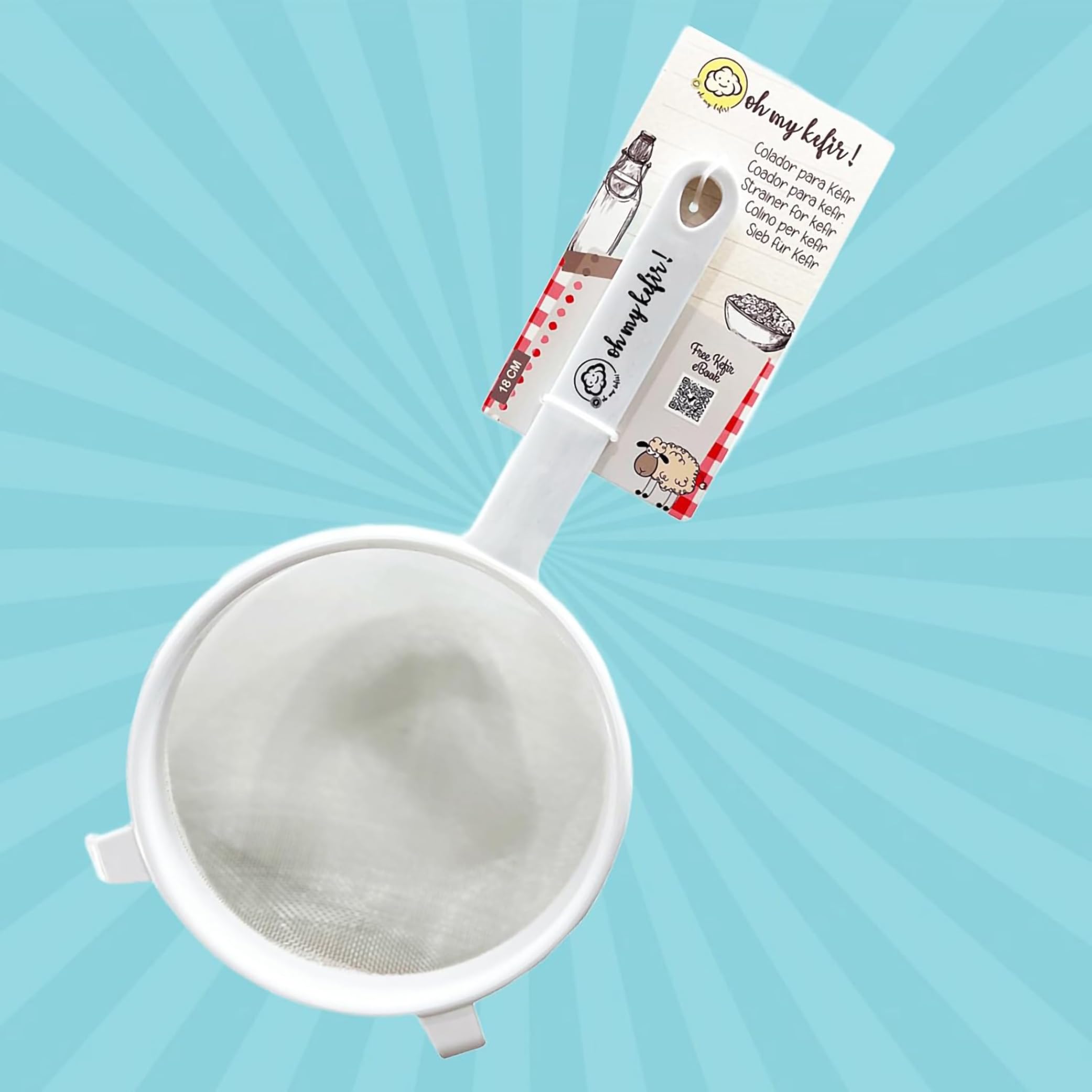 PACK COMPLETO Nódulos Kéfir de Leche Frescos + Colador 18 cm – Instrucciones y Recetas en Español – Kit Probiótico Natural con Asesoramiento - OH MY KÉFIR®