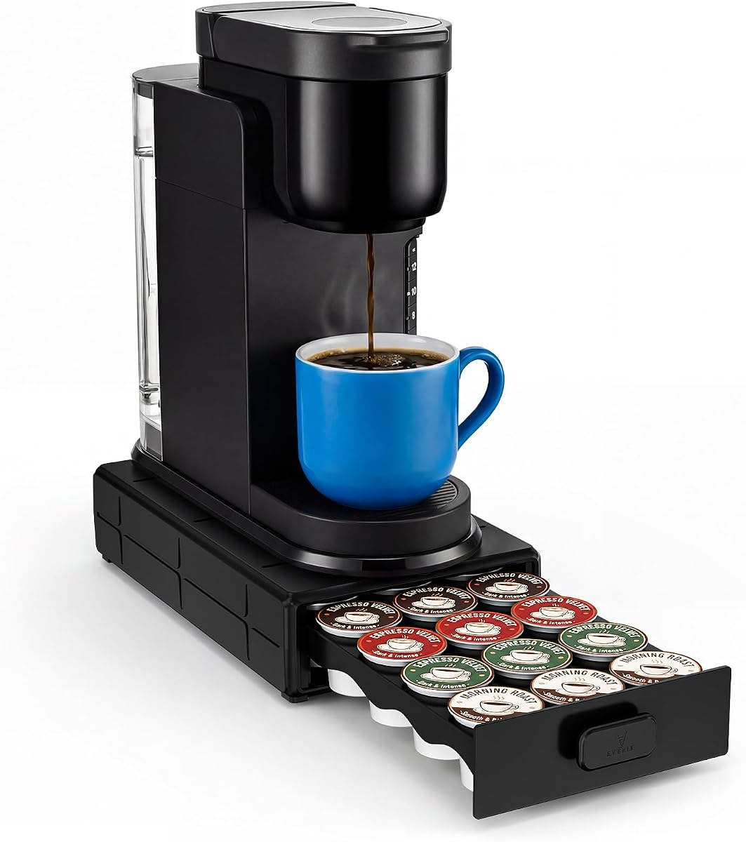 EVERIE Coffee Pod Organizer Drawer for Keurig K-Cup Pods, Holds 18 Pods - Compact, Easy-Access Design with Smooth Glide, Ideal for Small Spaces and Coffee Machines