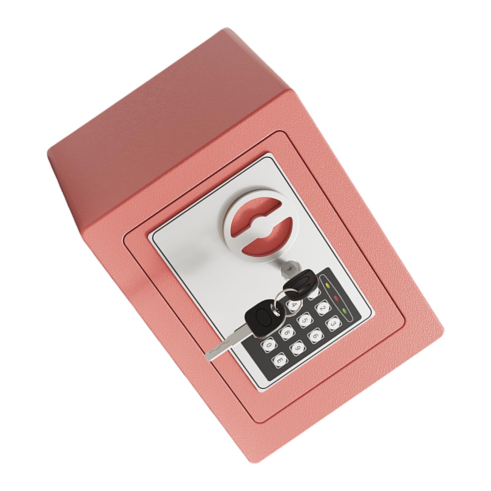 Mini Caja Fuerte de Metal Ignífuga, Cajas Fuertes para el Hogar, Caja Impermeable Ignífuga, con Teclado y 2 Llaves de Repuesto, Seguridad Digital para Dinero, Joyas, Documentos de (Rosa)