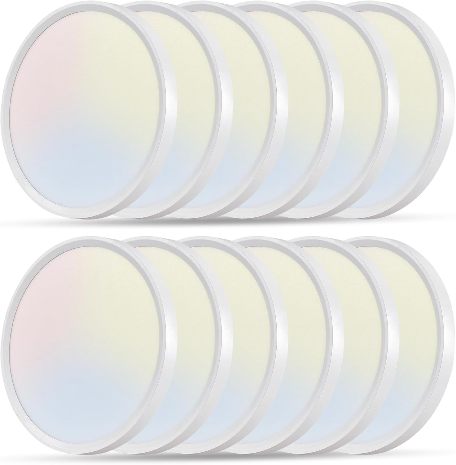 OFFIY 12PK 12 Inch LED Flush Mount Super Slim Ceiling Light, 24W, 2520LM, 3000K/4000K/6000K CCT Selectable, Close to Ceiling Round Flat Panel Light for Hallway, Bedroom, Kitchen