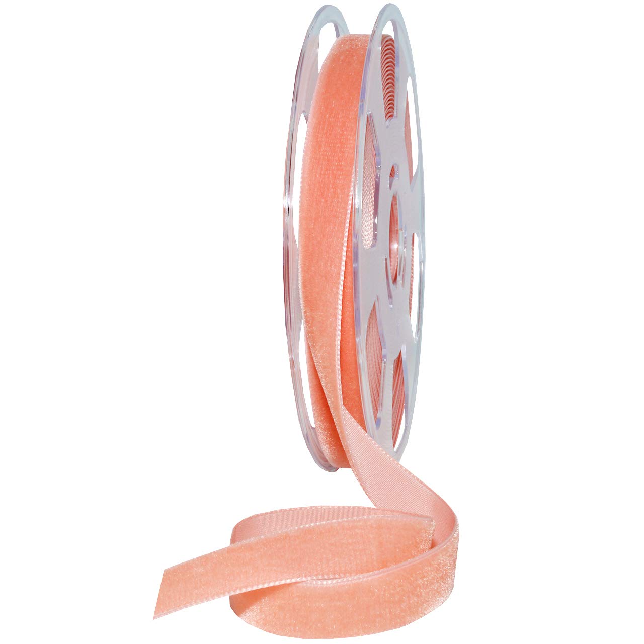 Morex Ribbon Nylvalour Velvet Ribbon fabric, 5/8" x 11 Yd, Coral