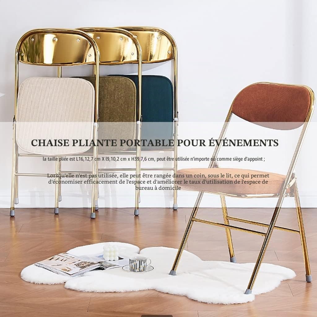 Chaises Pliante Chaise Pliante Confortable Chaise Commerciale De Bureau Rétro, Chaise Pliante Confortable en Velours Côtelé, Chaise D'événement De Conception Ergonomique (Color : Olive Green, S : 46