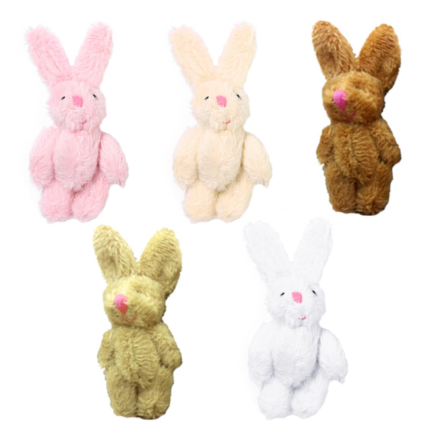 – 5 Pieces of Stuffed Rabbits, Mini Plush Toys, Doll Hair Accessories, Plush Accessories, DIY Jewelry Pendants, Decorative Rabbits with Joints