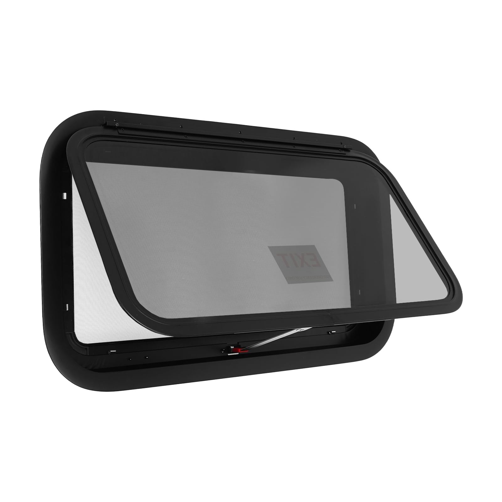 Ventana de caravana con soporte, ventana de autocaravana con vidrio templado y marco de aluminio, apertura de 15°, ventana corrediza oscurecida para autocaravana, camper, furgoneta y remolque (700