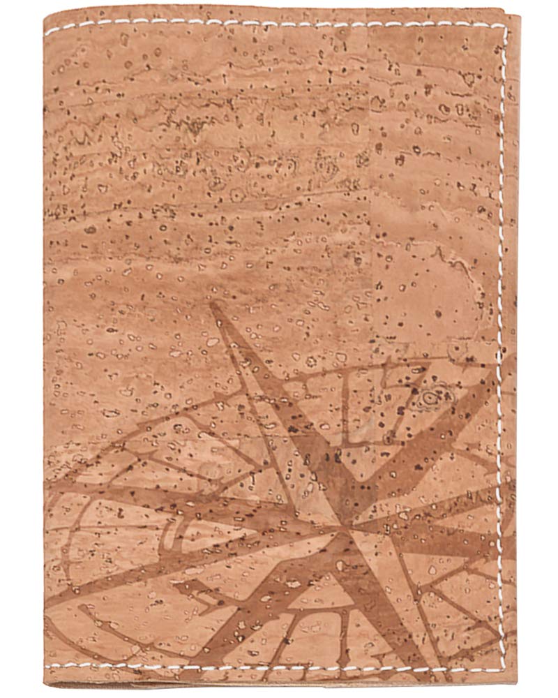 Simaru Reisepasshülle aus edlem Korkleder in Beige, Schutzhülle für den Reisepass, Wasserabweisend, nachhaltig und vegan (Beige (Kompass))