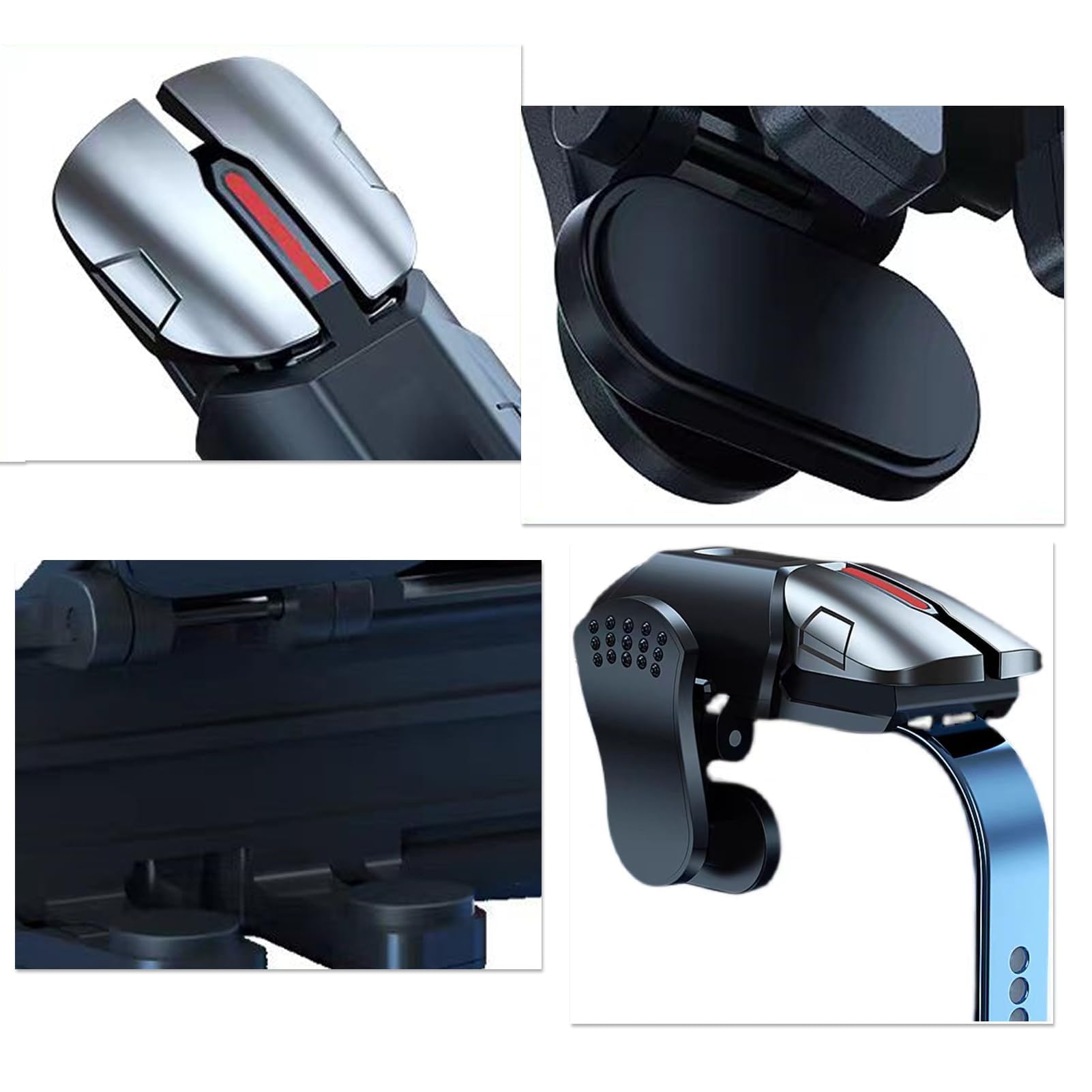 PUBG Triggers 6 Dita Joystick Controller 6 Dita Joystick Android e iPhone, Sensibilità Alta, Protezione Schermo - Compatibile con PUBG Mobile, Fortnite, Call of Duty - Nero