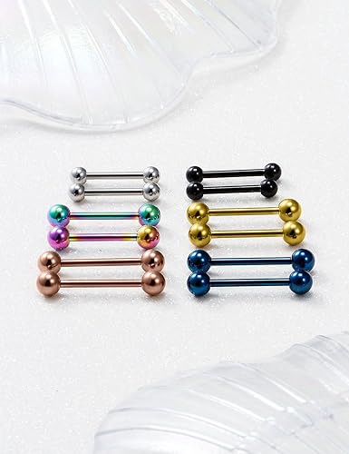 Miniatura 5 de Ruifan Anillo de acero quirúrgico brillante de 16G y 14G para pezón, lengua, aro para piercing corporal, retenedor de joyería de 0.472-0.630in, 12