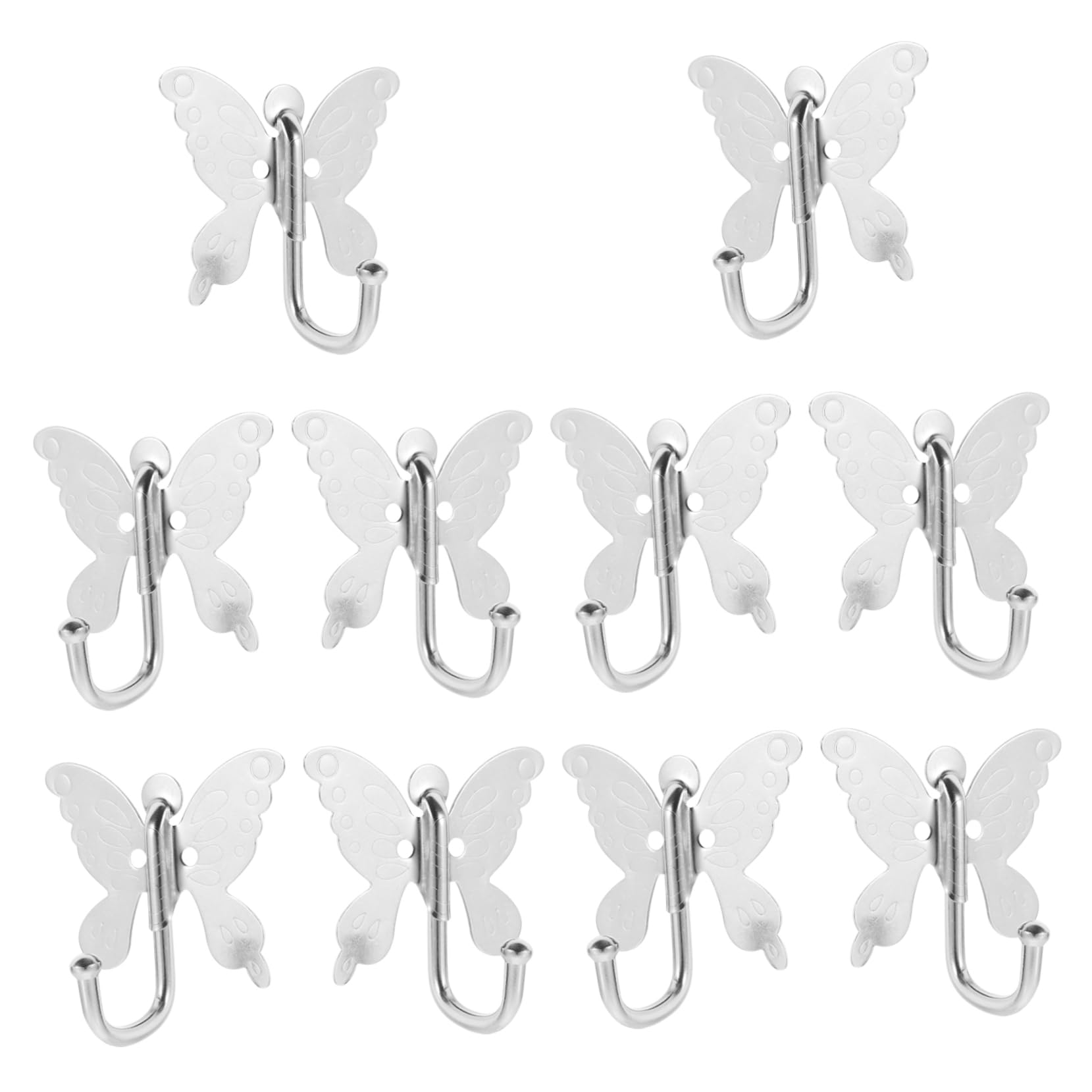 PartyKindom 4 Set Gancio a farfalla in acciaio inox 10pz gancio per fioriera da appendere appendiabiti da parete appendiabito da muro decorazione casa ganci in metallo per appendere Silver