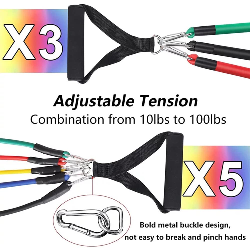 11Pezzi Set Latex Pull Rope Resistance Bands Indoor Portable Fitness Equipment Cinturino alla Caviglia Esercizio Allenamento Expander Fascia Elastica