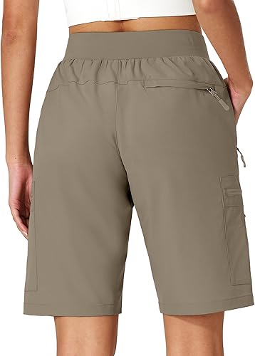 Miniatura 2 de Ksmien Pantalones cortos de senderismo para mujer, de secado rápido, ligeros, de verano, con bolsillos con cremallera, para viajes, golf, campamento