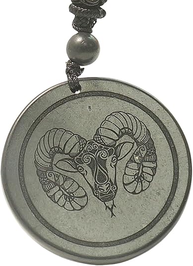 Russia Shungite Necklace, Gem Stone Zodiac Signs Protection Amule, Shungite Pendant,Crystal Protection Amulet,Women and Men Healing Crystals