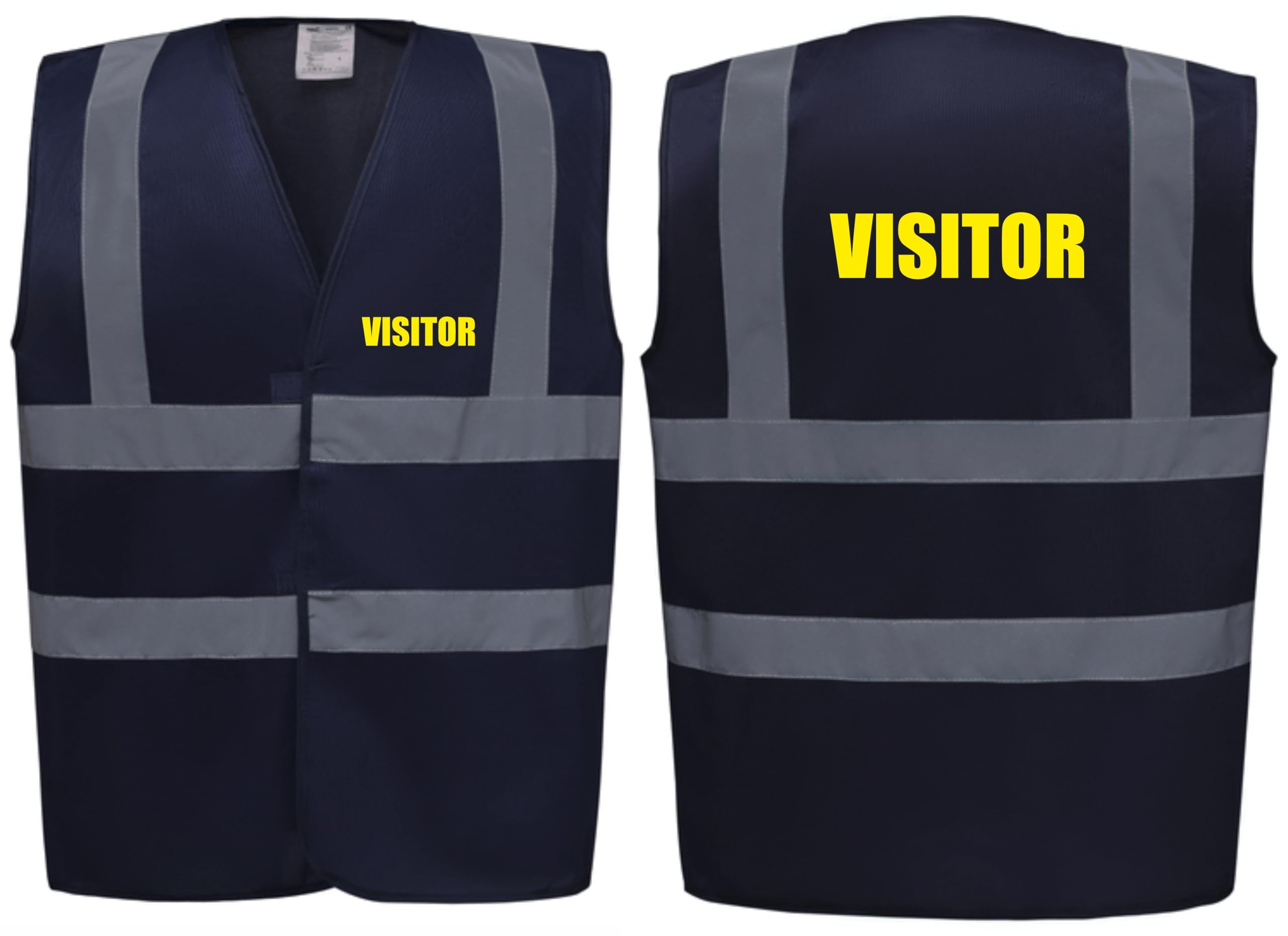 Brook Hi Vis Premium Safety Vest - VISITOR Printed Front & Back, Event Management High Viz Waistcoat, Available in 14 Colours, Festivals (UK, Alpha, L, Regular, Regular, Navy)