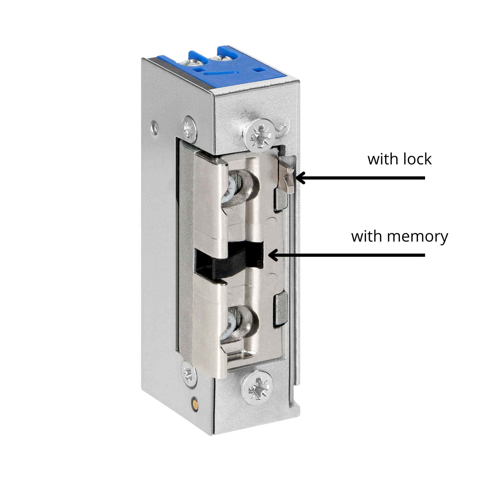 Gache Electrique Portillon Symétrique 10-24V AC/DC Serrure Portillon Exterieur Basse Consommation Réglable Droite/Gauche pour Interphone et Visiophone (Mémoire & Verrouillage)