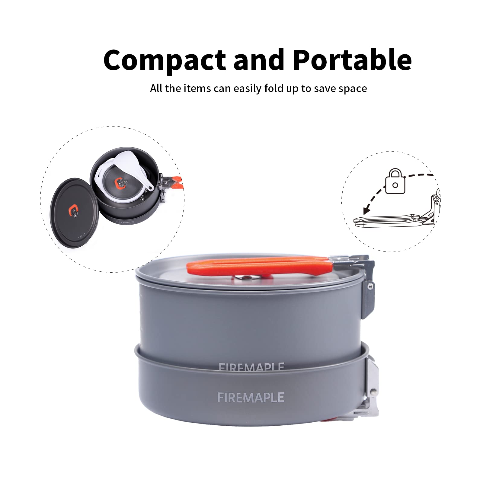 Fire-Maple Feast 2 Camping Kochgeschirr Set Outdoor-Kochset mit Topf, Wasserkocher, Pfanne, Schalen und Spatel für 1 bis 3 Personen beim Backpacking Trekking Wandern Angeln und Picknick