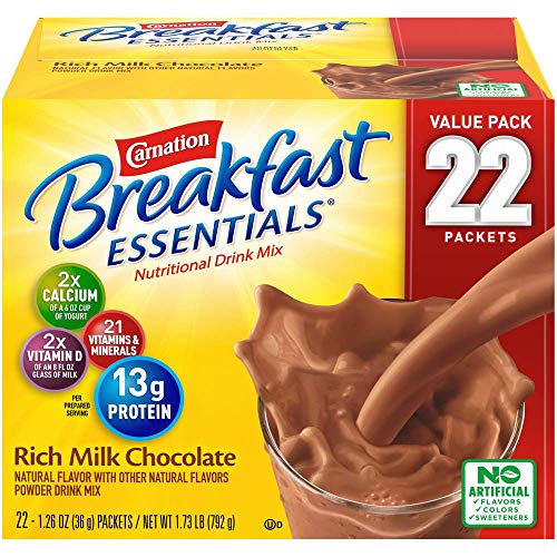 Carnation Breakfast Essentials Powder Drink Mix, Rich Milk Chocolate, Box of 22 Packets, 1 Pack - 22 Count