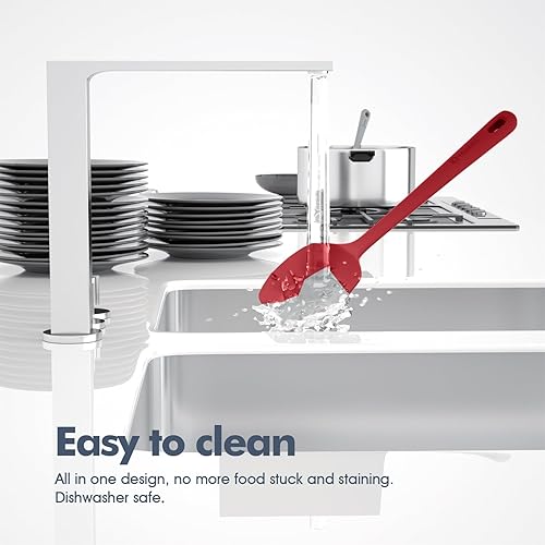 Miniatura 7 de Juego de 5 espátulas de silicona, espátulas de goma de grado alimenticio, con mango fuerte y agarre ergonómico, resistentes al calor hasta 600 F,