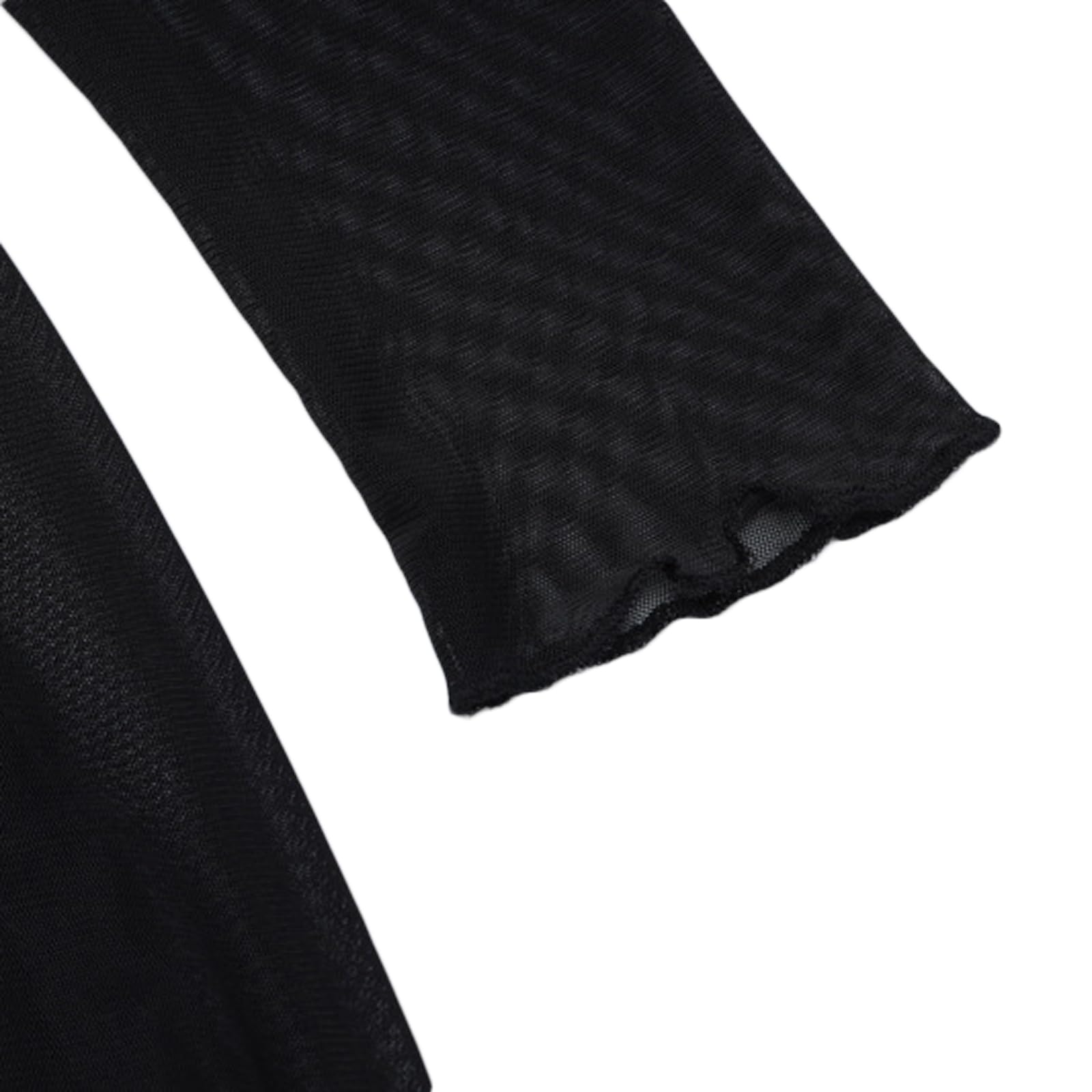 Geagodelia Robe Maxi-Longue Dos Nu en Mesh à Manches Longues, Robe Transparente Sexy Moulante en Bandage pour Soirée Cocktail Fête (Noire, Taille Unique)