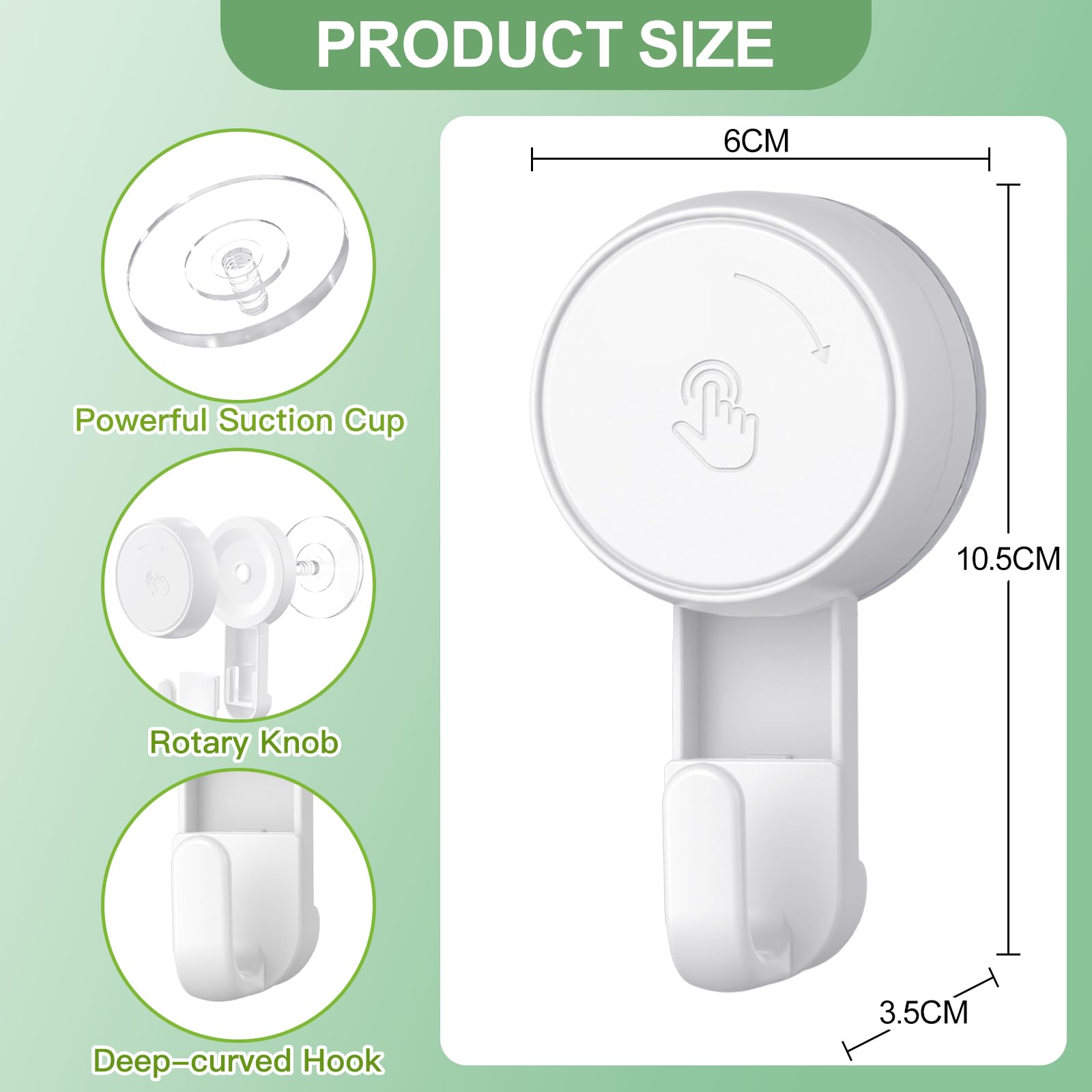 Set di 4 Ganci a Ventosa in Plastica, Gancio Ventosa a Parete Forte, Gancio Appendini Senza Foratura, Appendi Aaccappatoio Impermeabile e Resistente, Porta Asciugamani Ventosa Bagno 5KG Bianco