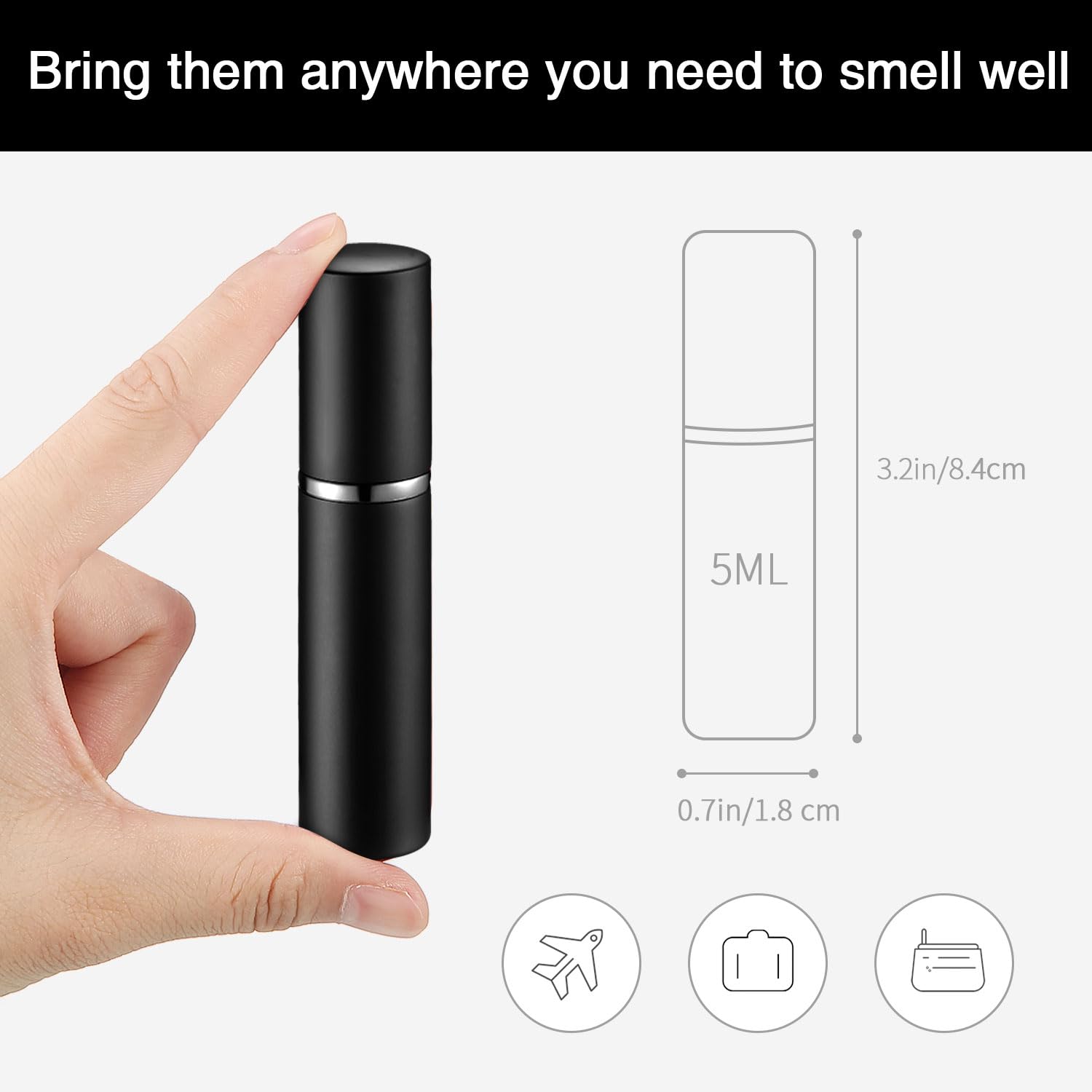 Zonon 56 Stück 5 ml nachfüllbarer Parfümzerstäuber Mini nachfüllbar Spray Parfümflasche tragbar mit 56 Stück Nachfüllpumpe Spender Pumpe Transferwerkzeug für ausgehenden Valentinstag (schwarz)
