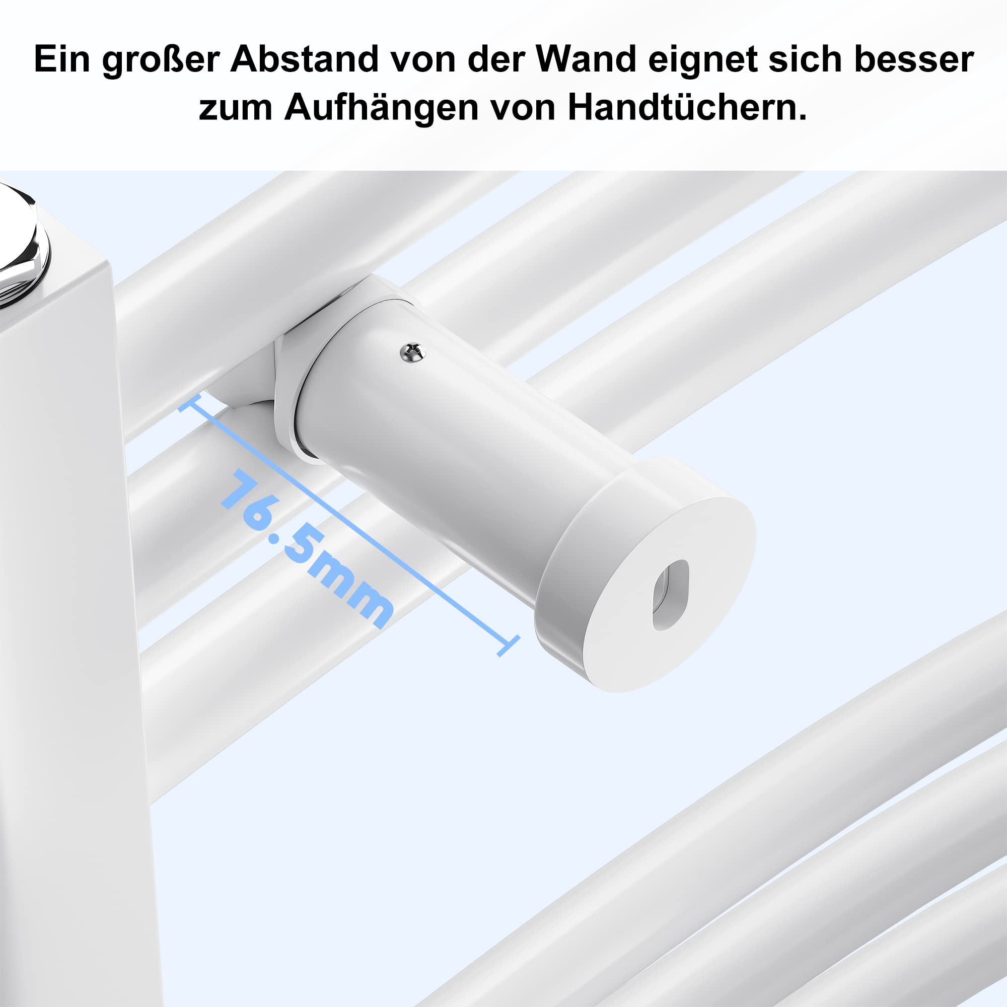 SONNI Grzejnik łazienkowy elektryczny z termostatem i blokiem multiblokowym, 1150 x 600 mm, biały, wygięty, do suszarki na ręczniki, przyłącze środkowe, owalny ogrzewacz do łazienki, ogrzewania, 600 W