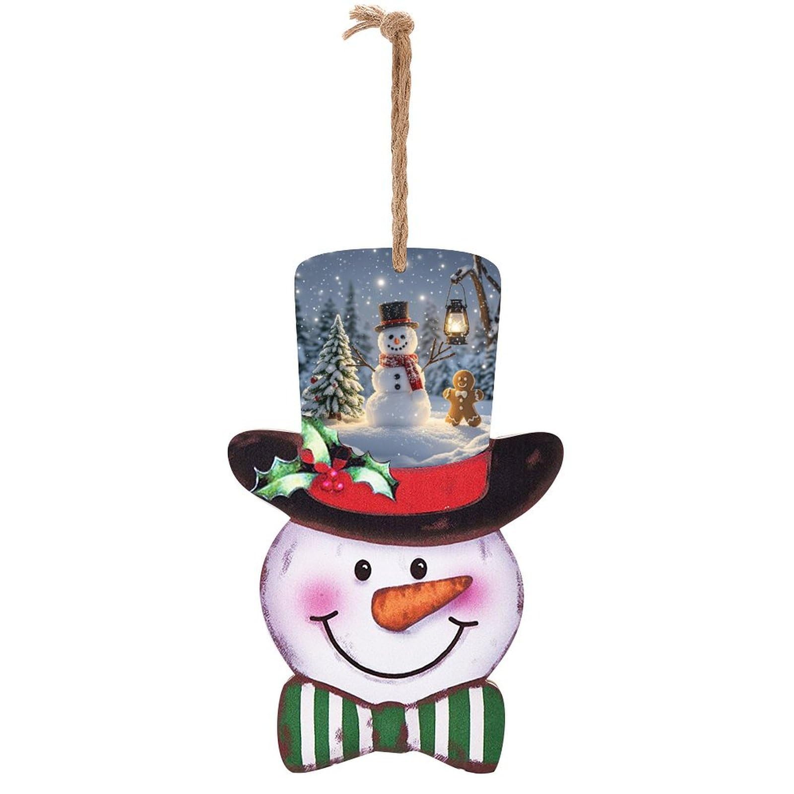 Plaque en bois bonhomme de neige pour entrée festive