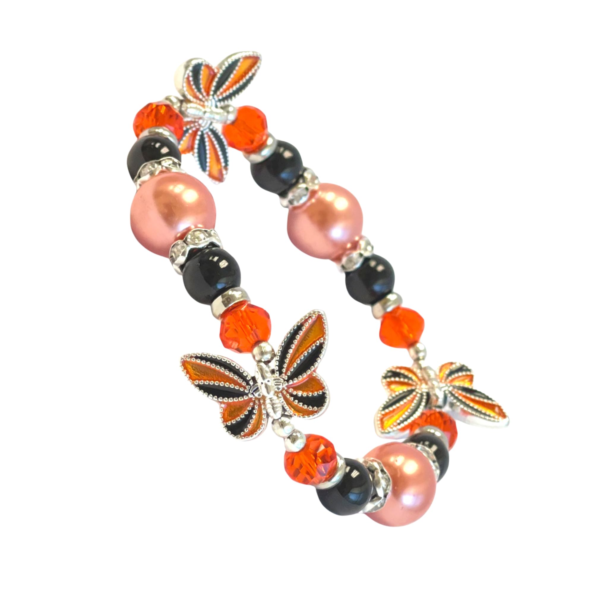 Pulsera de mariposa – Joyería de mariposa regalo para mujeres y niñas – Pulsera elástica de regalo para amantes de la mariposa naranja