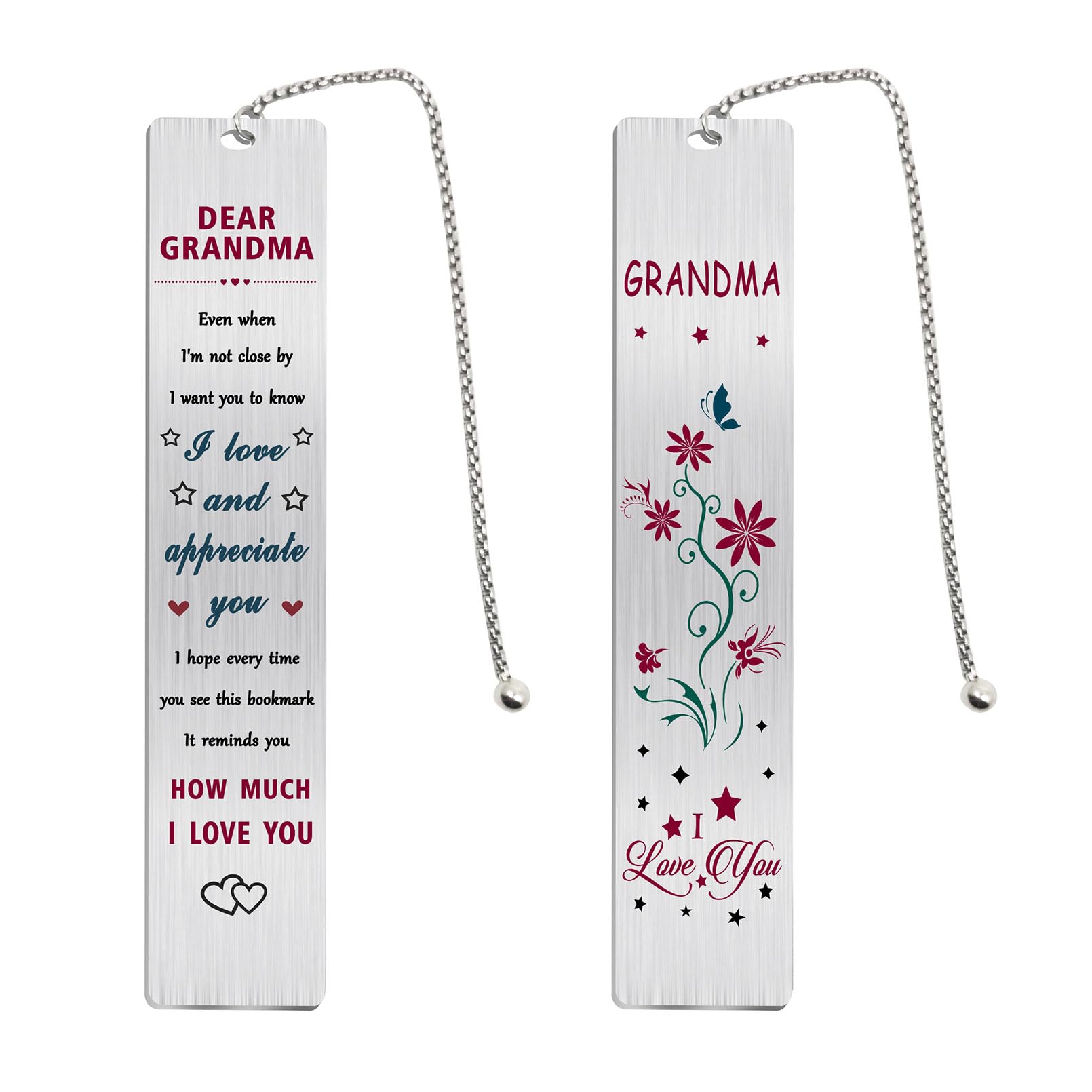 Jzxwan Grandma Gifts Bookmark - Best Grandma Birthday Bookmark, I Love Grandmother Presents from Grandson Granddaughter, Thank You Grandmother Gifts for Women