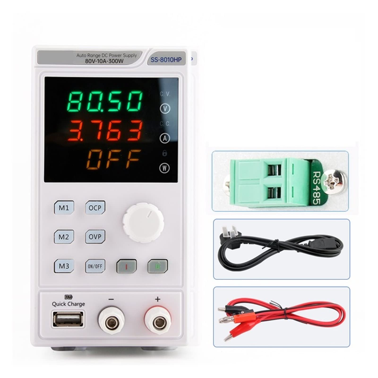 Alimentatore CC Regolabile 80V 10A 300W LED Digital Lab Bench Fonte di alimentazione Alimentatore stabilizzato Regolatore di tensione Interruttore(SS-8010HP)